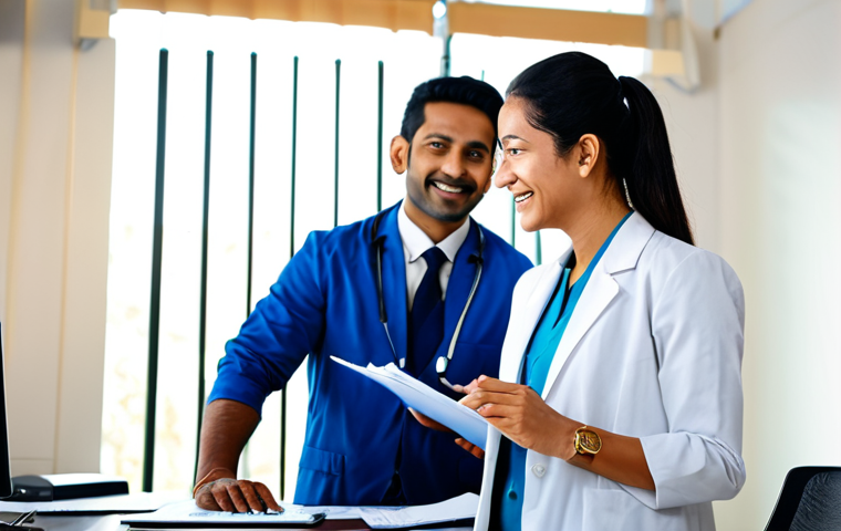 **
"A friendly ওয়েলবিইং কোর্ডিনেটর (Wellbeing Coordinator) in a brightly lit office, fully clothed in professional attire, consulting with a client. The scene conveys health and wellness. Safe for work, appropriate content, professional, perfect anatomy, natural pose, high quality."
**