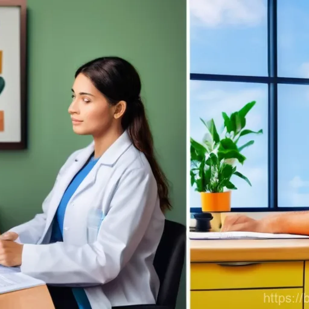 웰빙코디네이터와 고객 건강 개선 사례 - **Prompt:** "A vibrant, split-panel image contrasting two approaches to health. On the left panel, d...