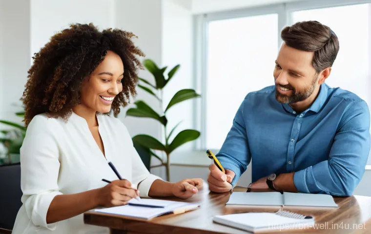 웰빙코디네이터와 건강 목표 달성 목표 - **Prompt: The Empowering Wellness Partnership**
"A bright, modern, and inviting scene where a fr...