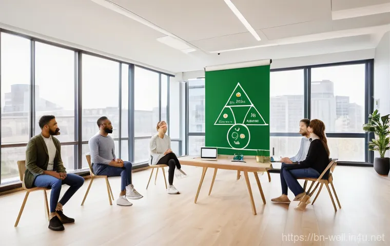 웰빙코디네이터와 영양 상담 사례 - **Prompt:** A diverse group of four individuals, two men and two women in their 20s to 40s, are acti...