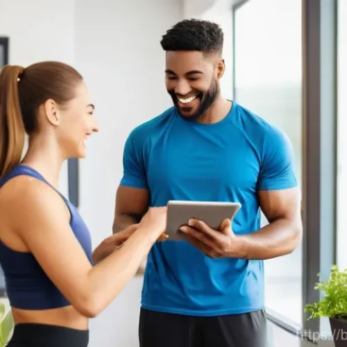 Home 21 웰빙코디네이터와 건강 중심 생활 방식 - **Prompt:** A diverse young adult, wearing comfortable yet stylish workout clothes (like leggings an...